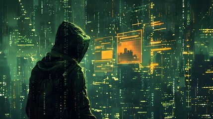 Aufkleber - hacker breaking into digital lock with futuristic tech interface