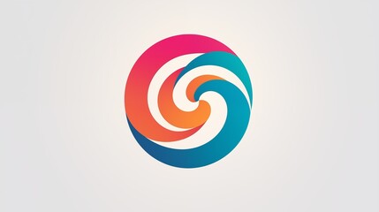 Wall Mural - Abstract Multicolored Swirl Logo Design with Gradient Circles in Red, Pink, Orange, and Teal