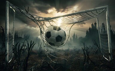 soccer ball in the net