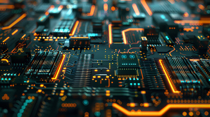 Poster - Printed circuit board futuristic server