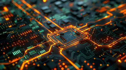 Poster - Printed circuit board futuristic server