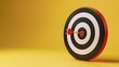 © Almultazam - 3d black and white target the plan strategy idea goal invesment business concept, isolated on yellow, horizontal, copy space.