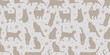 © Kati Moth - Cat nude seamless repeating pattern vector backgorund, with kitten silhouettes and paws, wallpaper concept