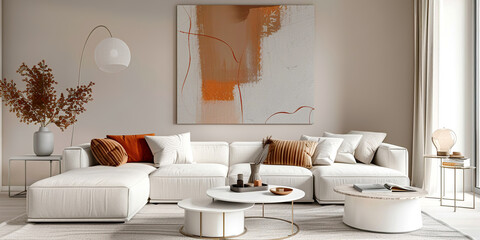 Wall Mural - Minimalist interior design of modern living room.