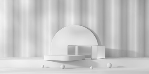 Poster - Abstract Minimal White Podium Platform For Product Display Showcase 3D Rendering Background