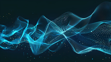 Poster - vector abstract light lines wavy flowing dynamic in blue green colors isolated on black background f