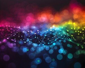 Poster - vibrant interconnected algorithms visualized as colorful networks and nodes