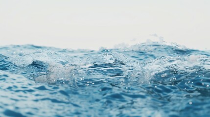 Wall Mural - Water wave, splash of water on light blue background, high resolution photography.