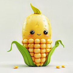 Wall Mural - corn in cartoon style