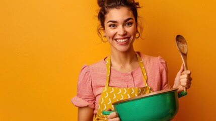 Wall Mural - The woman with cooking spoon