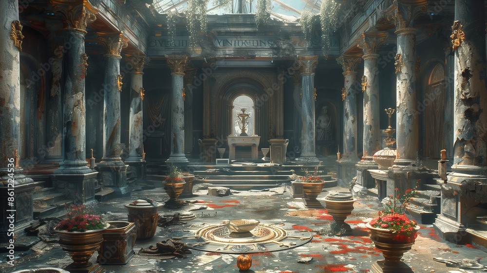 Ancient room of Caligula. Abandoned hall. Roman empire, culture ...