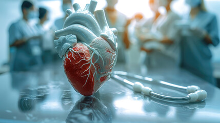 Poster - A medical emergency response to heart disease, highlighting the associated health risks and essential intervention strategies within the health concept. Generative AI.