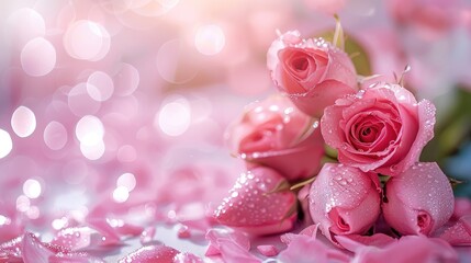Poster - Happy valentines day beautiful pink background. Generative AI.