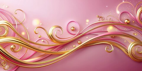 Sticker - Pink and gold swirls creating an elegant and sophisticated design, swirls, pink, gold, abstract, elegant, luxury, feminine