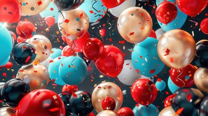 Aufkleber - Colorful balloons and confetti fill the air, celebrating a graduation party. Generative AI