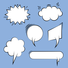 Poster - Set of message bubble. Comic empty text bubble set. empty white blank speech box. speak bubble text, chatting box, message box. vector illustration