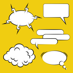 Poster - Set of blank comic bubbles and elements. text, thought, talk, message, dialogue. empty bubbles, pop art style. vector illustration