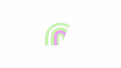 Poster - Bright rainbow appearance line 2D object animation. Arch spectrum illumination in sky flat color cartoon 4K video, alpha channel. Pastel childish decoration animated item on white background