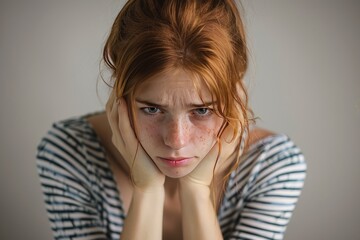 Wall Mural - Nervous breakdown, isolated depressed woman