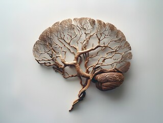 Poster - interconnected organic brain construct made of intricately woven tree branches symbolizing nature co