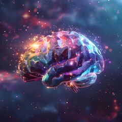 Poster - Crystalline Brain in Cosmic Spectrum   Surreal Neuroscience Concept