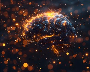 Poster - Glowing Neural Network Pointillism Effect in Surreal Cosmic Backdrop