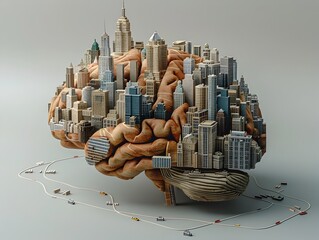 Poster - Cerebral Cityscape  Visualizing the Intricate Architecture of the Human Mind