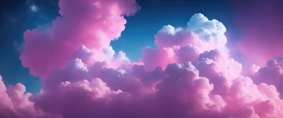 Wall Mural - Pink and blue cloudy sky with smoke background with stars