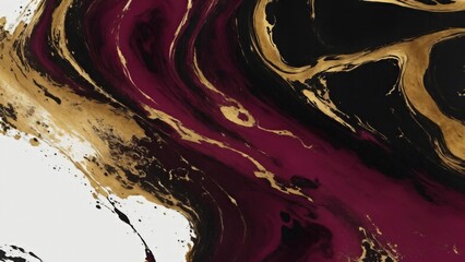 Wall Mural - Gold abstract Maroon and Black marble background art paint pattern ink texture watercolor white fluid wall. Abstract liquid gold luxury design