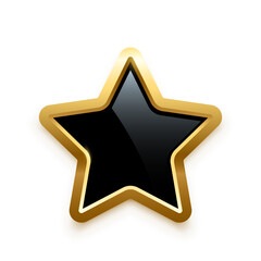Poster - black star button with golden frame vector illustration. 3d glossy elegant design for empty label, e