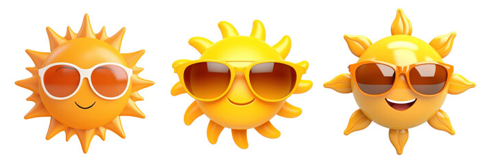 Poster - 3d sun png element set on transparent background