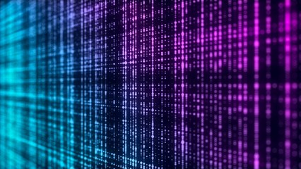 Fototapete - Futuristic blue dots background. Abstract glitch background. Corrupted binary code. Technology of many glowing particles. Artificial intelligence. Big data visualization. 3d rendering.