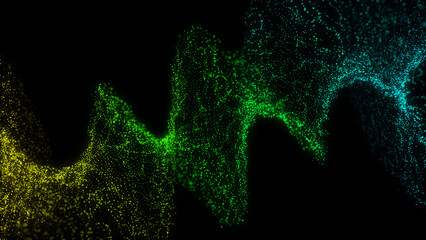 Poster - futuristic digital wave. dark cyberspace. abstract music background. big data visualization with par