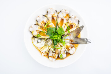 Wall Mural - Chinese home cooking dish steamed white fish