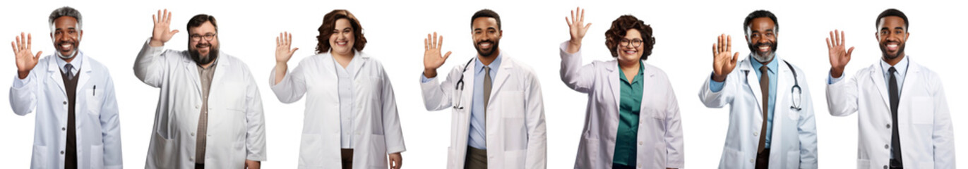 Wall Mural - Doctor waving hand png on transparent background