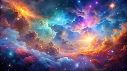 Wall Mural - vibrant space galaxy background with colorful nebula clouds and stars, cosmos, universe, bright, vib