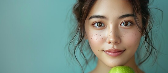 Wall Mural - Portrait of a Young Woman with Freckles