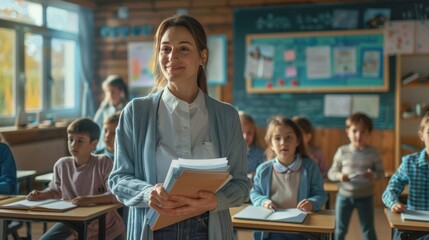 Poster - The teacher with students