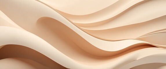 Wall Mural - cream theme wave layers solid d abstract background banner with copy space