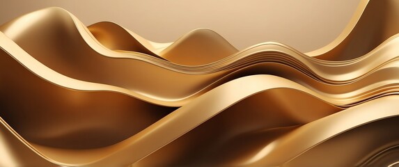 Wall Mural - gold theme wave layers solid d abstract background banner with copy space