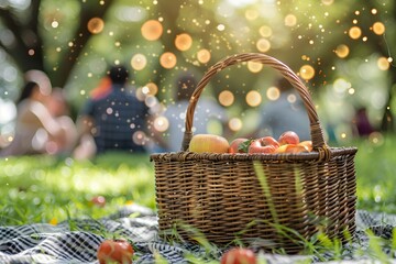 Poster - Apples basket blanket grass