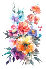 Sticker - Elegant Watercolor Floral Arrangement in Soft Hues