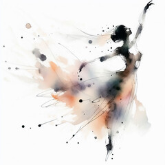 Wall Mural - Abstract watercolor illustration of woman dancer, with soft colors