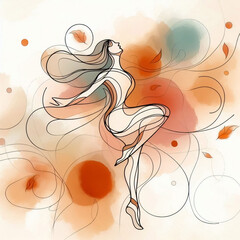 Wall Mural - Abstract watercolor illustration of woman dancer, with soft colors