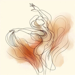 Wall Mural - Abstract watercolor illustration of woman dancer, with soft colors