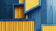 © RocknRoller Studios - Bold Yellow and Blue Industrial Geometric Architecture