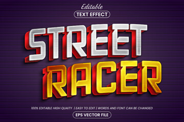 Wall Mural - Street racer 3d speed text style, editable text effect design template