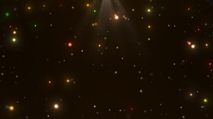 Poster - Sparkling particles scattered on a dark background.