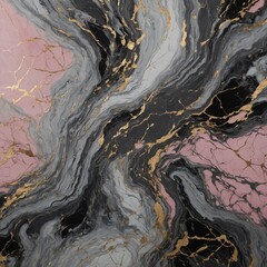 Aufkleber - Mesmerizing swirl of contrasting marble colors dances across image, intricate veins intertwining like rivers of light. Opulent composition features black, white, grey, pink hues.