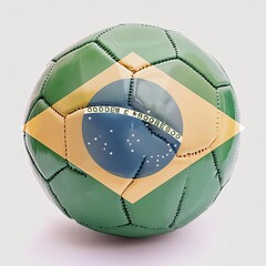 brazil flag paint lon football ball on isolated background , generated by AI. High quality photo